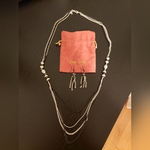 Che Che mixed metals matching necklace and earrings